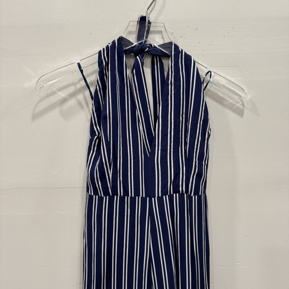 Jack by BB Dakota All The Way Up Striped Halter Wide Leg Jumpsuit Open Back 6 - Picture 4 of 9